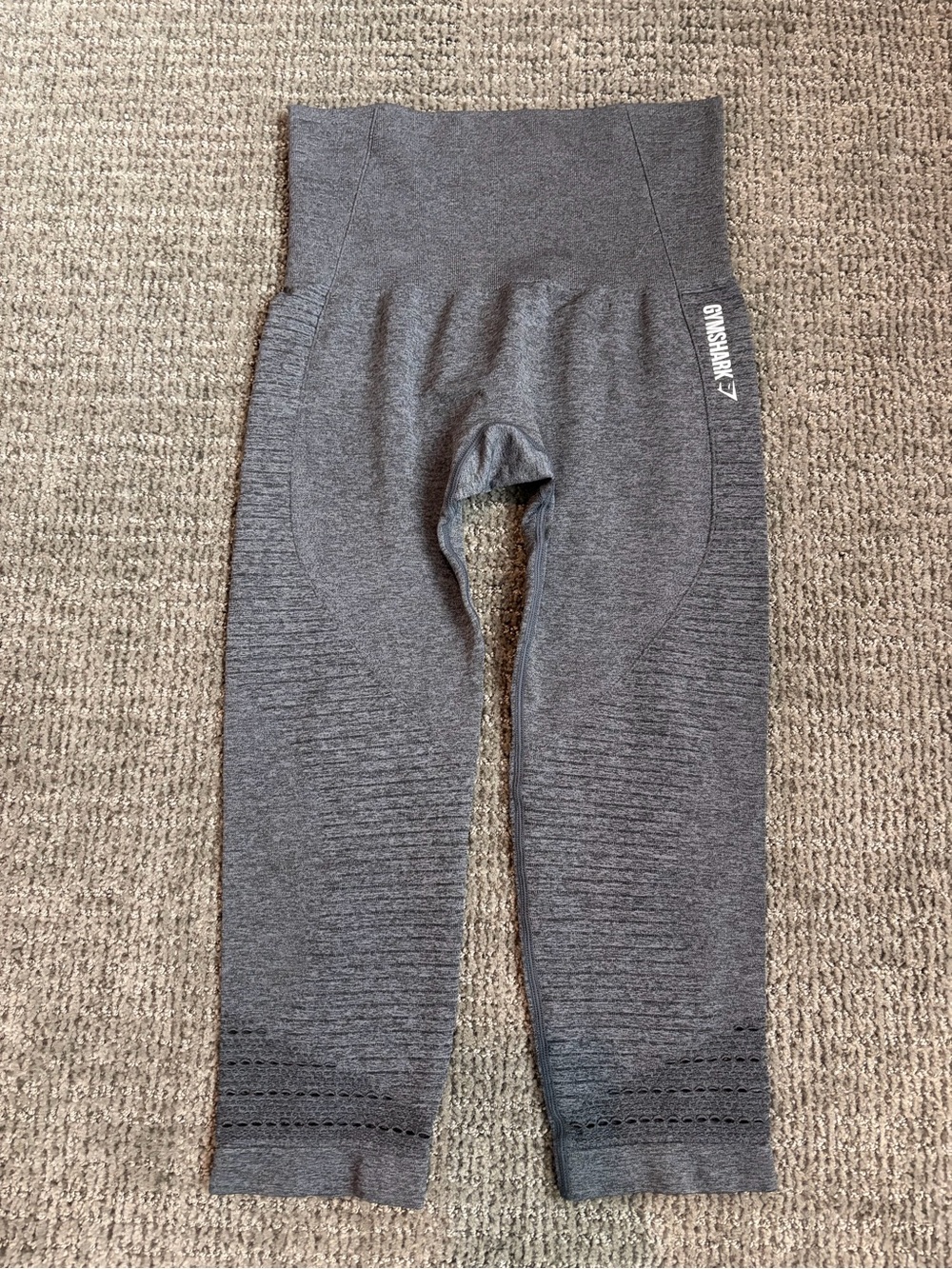 Gymshark Vital Seamless Cropped Leggings M Dark Gray Laser Cut Out Details